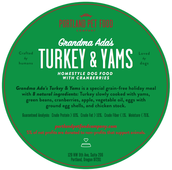 grandma ada's turkey and yams holiday dog meal