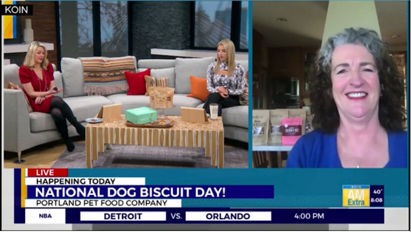Founder Katie McCarron joins KOIN on National Biscuit Day - Portland Pet Food Company