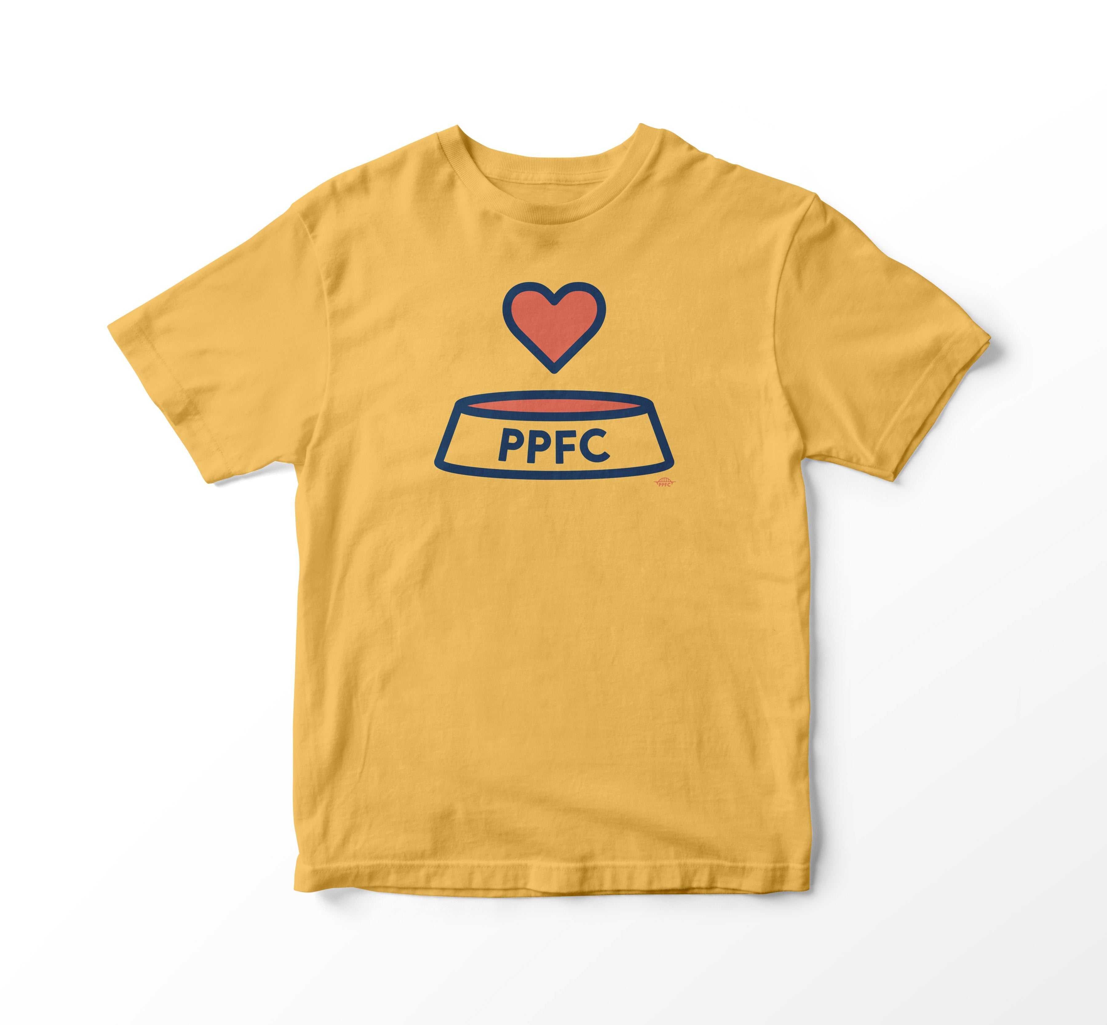 Heart Over Bowl T-Shirt - YELLOW - Portland Pet Food Company